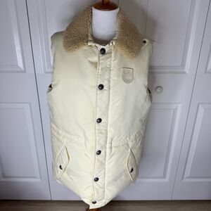 Ralph Lauren Women’s Ivory Goose Down Puffer Vest Large Vintage 90s